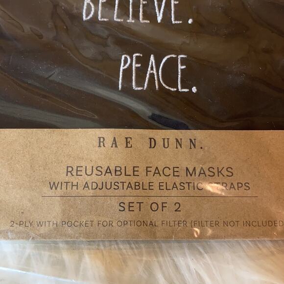 Rae Dunn Believe. Peace. Reusable Face Masks Set - Picture 2 of 6
